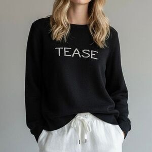 Victoria’s Secret XL Black Long Sleeve Sweater Tease 3% Cashmere Preppy Luxury